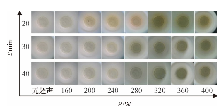 圖5不同密閉消解時間、不同超（chāo）聲（shēng）功率的消解效果